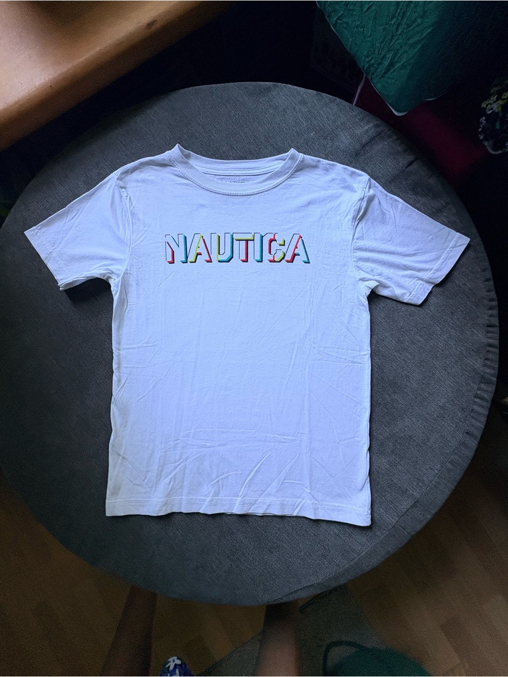 Nautica White Tee with Multicolor Logo